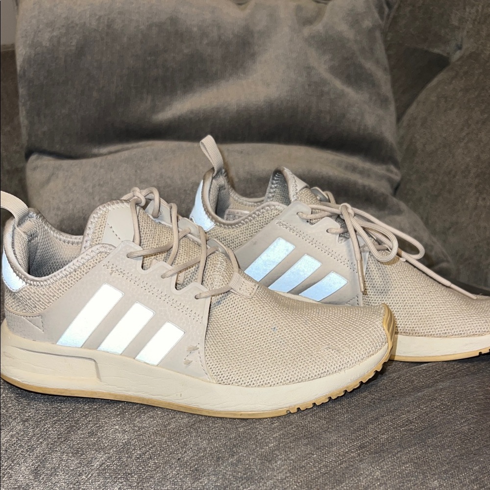 Adidas Light Tan Sneakers with Reflective Stripes